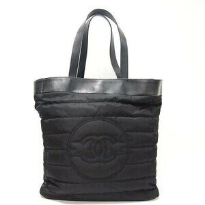 Chanel Coco Mark reversible black tote bag quilted terry Shoulder